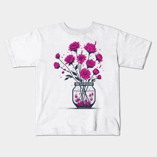 Cosmic Flowers in a Mason Jar Kids T-Shirt